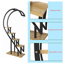 Multi-Tiered Metal Plant Pot Stand, Standing Flower Display Shelf Holder, Outdoor Indoor Plant Stand Rack (Black Frame Light Walnut Swatch )