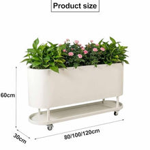 Dalumian Raised Planter Box, Elevated Raised Beds with Lockable Wheels, Indoor/Outdoor Plant Container w/Tray, Suitable for Patio, Garden, Porch(Off-White,120 * 30 * 60cm)