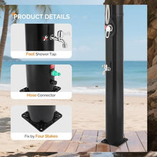 Xoiasth Outdoor Shower with Shower Head and Foot Washer Tap, 35L Solar Heated Shower, Temperature Adjustment Garden Pool Shower, for Poolside Pool Spa Backyard Beach