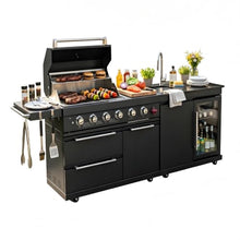 RGWYGCG Outdoor Kitchen Island Grill, 6-Burner Gas Grill with Refrigerator, Sink & Food Prep Countertop, Heavy Duty Stainless Steel Modular Outdoor Kitchen for Backyard, Patio