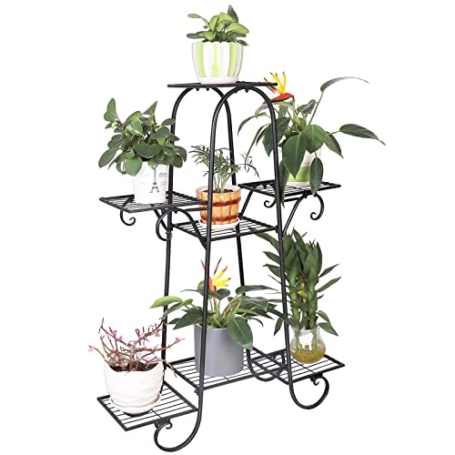 GUANKAOBING Plant Stand Six Plate Indoor Flower Shelf Stable Large Capacity Iron Green Plant Tray Shelf Iron Art Flower Shelf