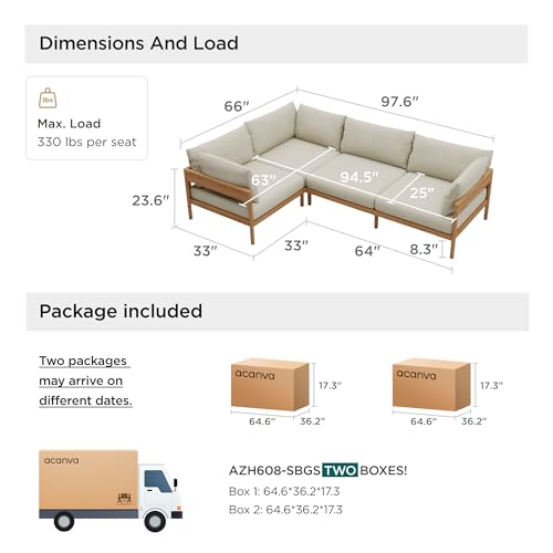 Acanva Vento Outdoor Patio Furniture Set, 4 Seats