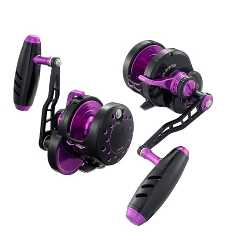 Black Hall Outfitters Maxel Rage Pro 80 PBK Silent Lever Dual Drag Reel Black/Purple