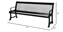 COATEDOUTDOORFURNITURE Bench, Black, Expanded, 4Ft, with Back, Portable