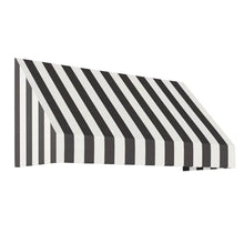 Awntech 5' New Yorker (64.5"-18"-36") Fixed Awning with Rigid Valance, Black/White Stripe