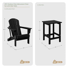 WestinTrends Malibu 3-Pieces Adirondack Chairs Set with Side Table, All Weather Outdoor Seating Plastic Patio Lawn Chair Folding for Outside Porch Deck Backyard, Navy Blue