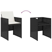 WHOPBXGAD 17 Piece Outdoor Patio Dining Set with Cushions, Black Poly Rattan Garden Furniture Set with Tempered Glass Table, Foldable Chairs for Backyard, Poolside
