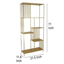 Benzara Tandum Plant Display Stand, Gold Metal 6 Shelves, Modern 71 Inch