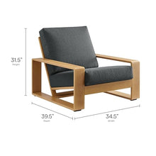 Modway Lirienne Aluminum Faux Wood Set of 2 Outdoor Armchairs in Charcoal Natural – All-Weather Backyard Patio Accent Chairs with Weather-Resistant Woven Fabric Cushions