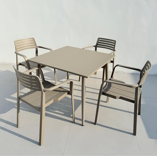 TBJEN Outdoor Table and Chair Set, Outdoor Balcony Leisure Small Round Table with Chairs, Portable Folding Small Coffee Table and Chair Combination, Waterproof and Anti-Corrosion(4-90CM)