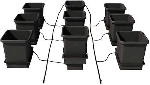 AutoPot 9 Pot System (3.9 Gallon Plastic Pots) (*Includes AIRBASES & AIRDOMES) Self-Watering, Gravity-Fed Hydroponic System (9Pot - 3.9 Gallon - No Tank)