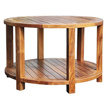 Chic Teak Round Outdoor Wood Patio Coffee Table 31 Inch Brown Classic Hand Waxed Water Resistant Weather