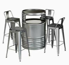 RFBXZPTADNU Industrial Style Oil Barrel Pub Table Booth Set Outdoor Commercial Iron High Bar Stools Combo