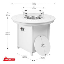 Costaelm 47" Modern Outdoor Patio Backyard Round Propane Counter Height Fire Pit Table (Rocks Not Included), White