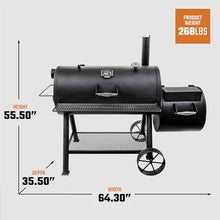 Oklahoma Joe's Longhorn Reverse Flow Offset Charcoal Smoker and Grill with 1060 sq. in. Cooking Area in Black