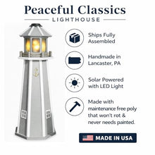 Peaceful Classics Poly Solar Lighthouse, Gray, 4 ft