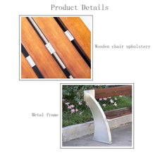 HYgloF Patio Benches Outdoor Stainless Steel Park Chair, with Wooden Backrest Leisure Bench, Garden Scenic Area Property Bench Garden Bench(XL)