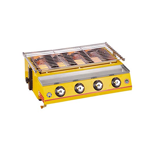 BBQ Grill Gas Burners Yellow Glass Shield Barbecue for Outdoor Preferential