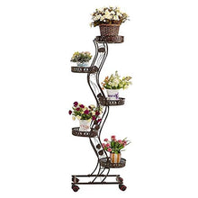 RWGOVLU Plant Stand Flower Stand Iron Plant Stand with Wheels Indoor Floor-Standing Flower Ladder Display Rack,3 Colors Flower Stand