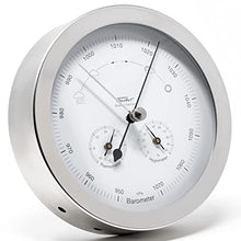 Fischer 1602-01 Outdoor Weather Station - 160 mm Thermometer, Barometer, Hygrometer - Stainless Steel, White Dial, Made in Germany