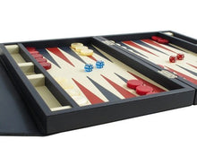Zaza & Sacci Luxury Leather Backgammon Set 15" Travel Attache Case Blue