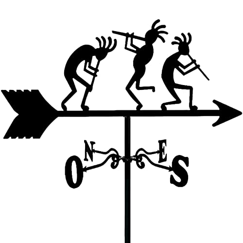 Witch Metal Weathervane with Roof Mount Stainless Steel Weather Vane Wind Direction Indicator with Anti-Rust Coating for Garden Farmhouse Decorative (Style 2)