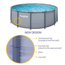 Funsicle Oasis Above Ground Metal Frame Swimming Pool Set – with FB1200S AutoSkimmer Pump, Ladder, Cover, Cloth & Deluxe Maint. Kit, 14' x 48", Round, Gray