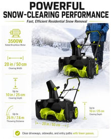 40V Cordless Snow Blower, 20-Inch Electric Snow Thrower 4batteries