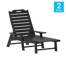 Taylor & Logan Edgley Set of 2 Adjustable Adirondack Loungers with Cup Holder Black