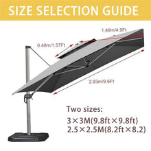 GFJYKDL Replacement Canopy for 8-Rib Patio Umbrella Square 300x300cm/250x250cm Waterproof FabricOutdoor Shade Cover Garden Umbrella Replacement Top,Gris-2.46×2.46M(8.2ft×8.2)