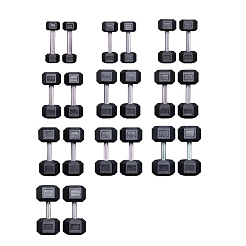 REP Rubber Hex Dumbbell Set A: 5-50 lb Low Odor