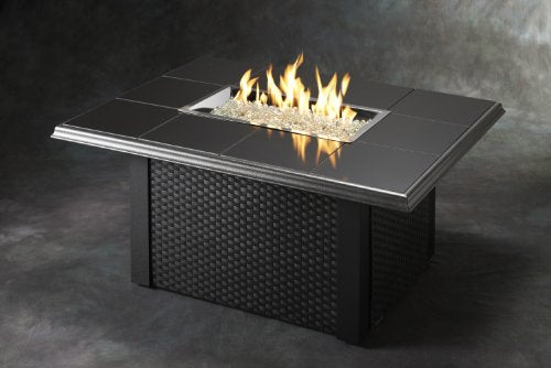 Outdoor Great Room NV-1224-BLK-W-K Napa Valley Fire Pit Table Black with Wicker Base