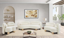 Meridian Furniture 44002Cream-L Daphne Collection Art Deco Loveseat with Rich Cream Velvet Fabric, Solid Wood Ball Legs, Solid Wood Inner Frame, 64" W x 34.5" D x 29" H, Cream
