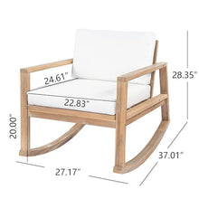 Christopher Knight Home Springer Set of 2 Acacia Wood Rocking Chair Outdoor, Patio Rocker Chair with Soft Cushions, Lounge Chair Outdoor, Rocking Accent Chair for Indoor/Outdoor, Light Teak+White