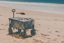 PICNIC TIME NCAA Michigan State Spartans Adventure Wagon Elite All-Terrain Folding Beach Wagon with Big Wheels Plus Table Top Lid & Soft Cooler Liner, Collapsible Utility Wagon, (Dark Gray)