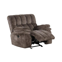 Benzara Heya Manual Glider Recliner Chair, Pillow Tufted Dark Brown