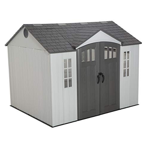 Lifetime 10×8 Ft. Outdoor Storage Shed, Dual‑Wall HDPE with Steel‑Reinforced Structure, Side‑Entry Doors with Windows, Skylight, Screened Vents, Adjustable Shelves, Slip‑Resistant Floor, UV‑Protected
