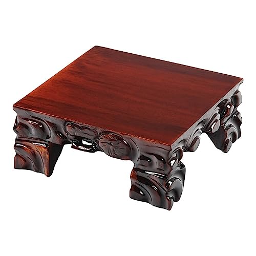 YYBOES Plant Pedestal Stand Retro Wooden Square Base Solid Wood Stone Jade Fish Tank Display Stand Vase Flower Pot Buddha Statue Ornament Base Pedestal Stands for Display