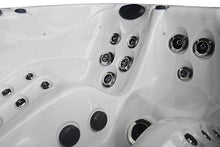 Luxuria Spas Sensation 4-Person 73-Jet Hot Tub with Double Lounge and Touch Screen Silver Marble/Grey