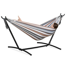 TJYBD Ultimate Comfort Double Hammock with SpaceSaving Steel Stand Heavy Duty Weatherproof and Portable Perfect for Outdoor Patios Gardens Travel (Coffee), 02486