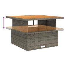 FMPGJLYH Adjustable Patio Table - Poly Rattan & Acacia Wood Garden Desk