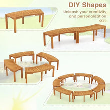 LDAILY Moccha Outdoor Curved Bench, Acacia Wood Fire Pit Bench w/Slatted Seat, Loveseat, Outside Chair, Patio Backless 2-Person Seating for Balcony Yard Deck Porch 800 LBS Max Load (4, Natural)