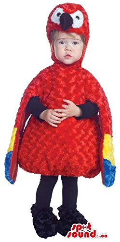 SPOTSOUND Customised Red Parrot Plush Costume Children Size