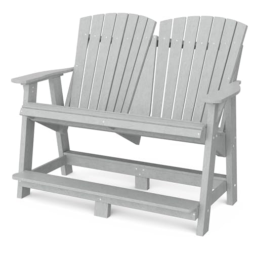 Wildridge Heritage Double High Adirondack, Light Gray - Outdoor Weather Resistant Poly Furniture for Patio