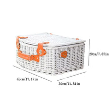 Storage Basket,Picnic Portable Rattan,Outdoor Western Food,Storage with Cutlery Hamper for Camping and Party