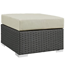 Modway Sojourn Wicker Rattan 10 Piece Outdoor Patio Sunbrella Sectional Set in Canvas Antique Beige