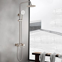 GVBNOTT N/A Outdoor Shower Fixture, Triple Function Brushed Nickel System, Wall Mounted Sus304 Stainless Steel Faucet Set with Hand Spray, 8" Rain Head,B，A