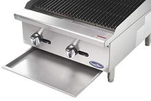 Atosa CookRite ATCB-24 24" Heavy Duty Gas Countertop Charbroiler Radiant Char-Grill with Lava Briquettes for Hotel Diner Food | Stainless Steel, 2 Burners, 70,000 BTU (Includes: LP Conversion Kit)