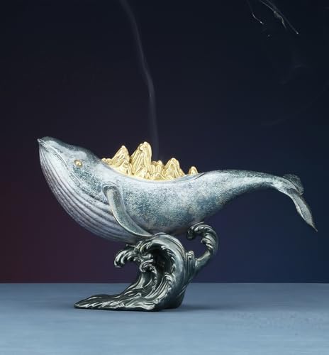 FENGSHUI-CAISHEN Pure Copper Whale Statue Blue