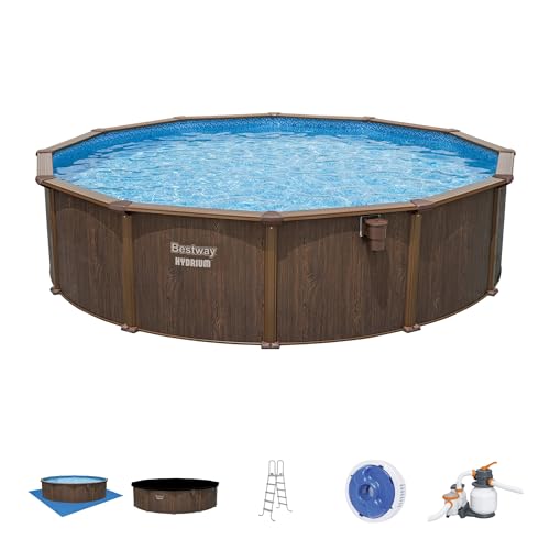 Bestway Hydrium 18' x 52" Steel Wall Above Ground Swimming Pool Set Brown